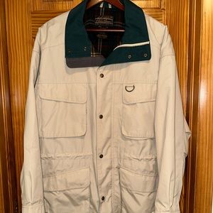 Eddie Bauer men’s Large flannel lined coat. Tan